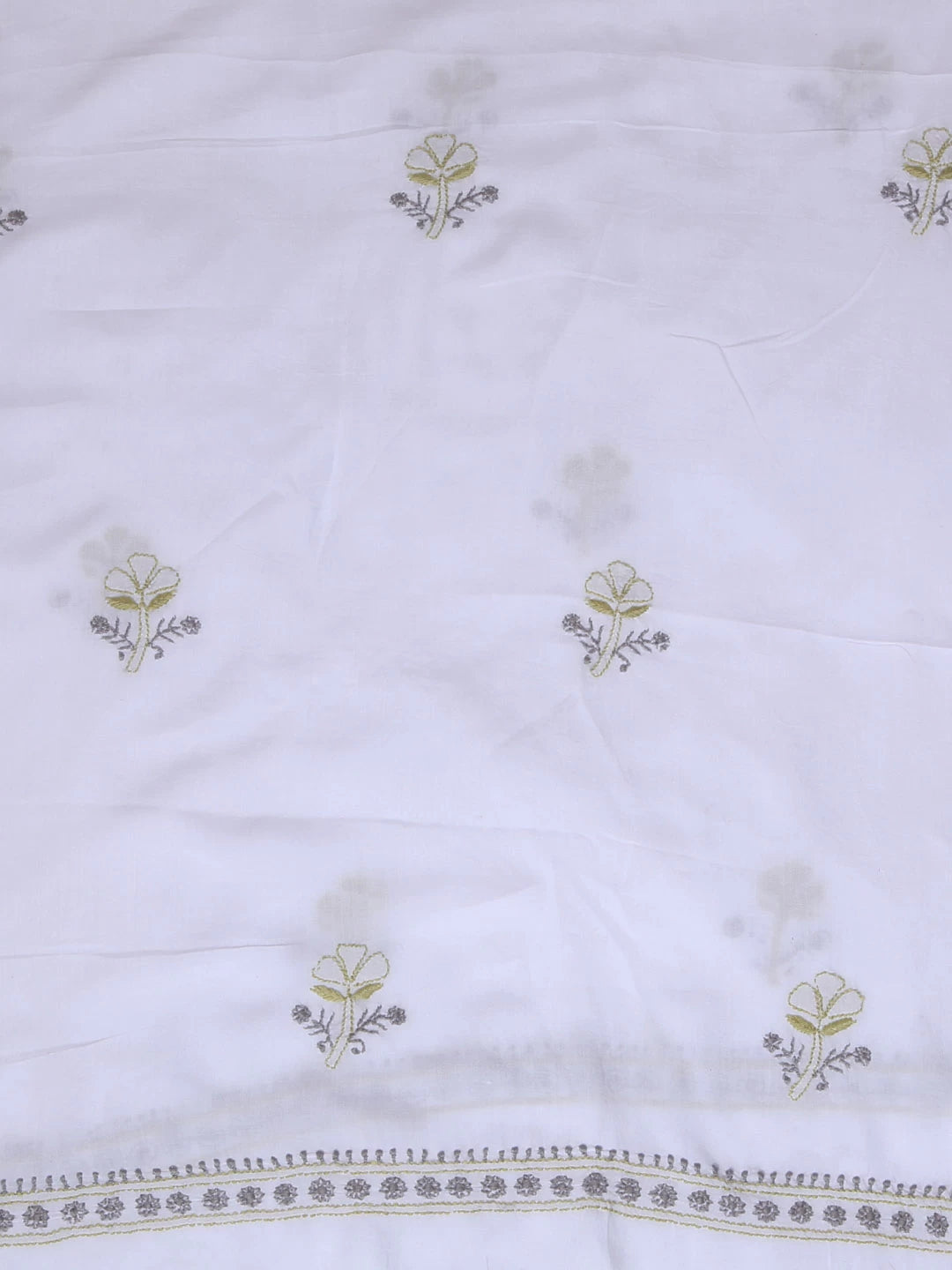 Ada Hand Embroidered White Muslin Lucknowi Chikankari Unstitched Suit Piece 01A396145