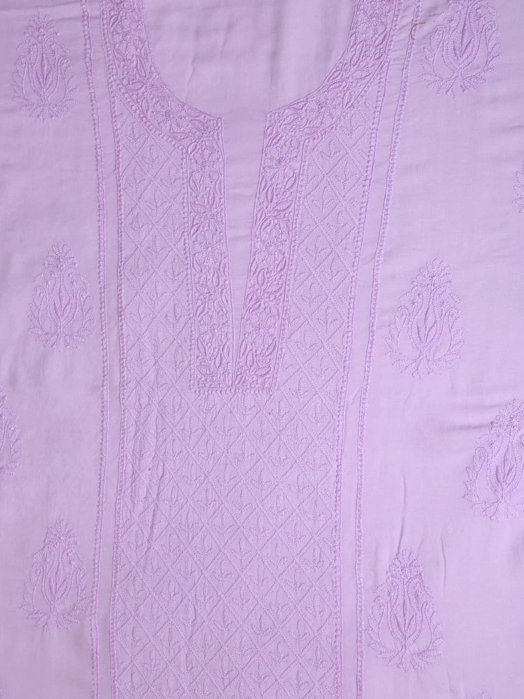Ada Hand Embroidered Light Lilac Modal Lucknowi Chikankari Unstitched Suit Piece 01A395872