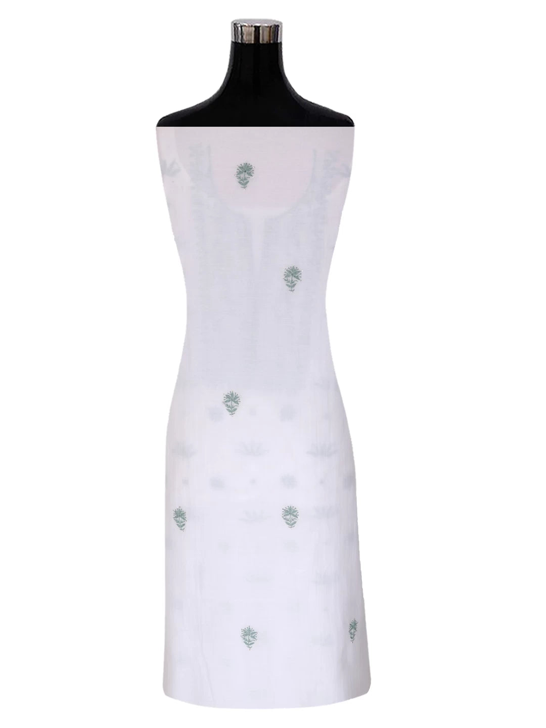 Ada Hand Embroidered White Chanderi Lucknowi Chikankari Unstitched Kurta Dupatta Set With Muqaish Work 01A396455