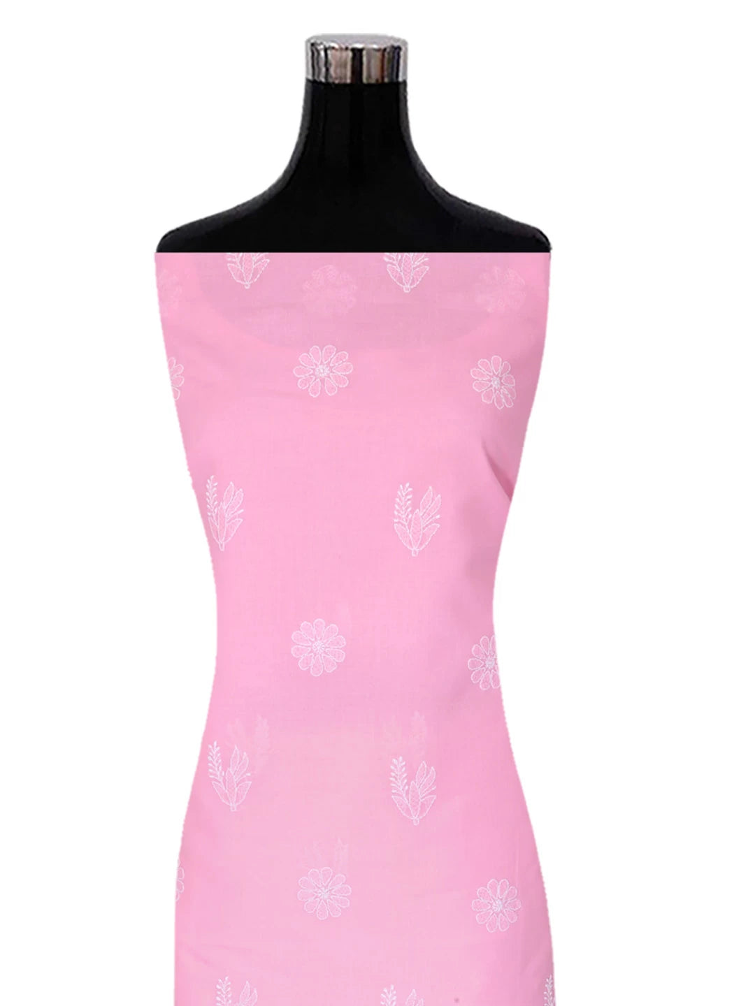 Ada Hand Embroidered Light Pink Cotton Lucknowi Chikankari Unstitched Suit Piece 01A393663