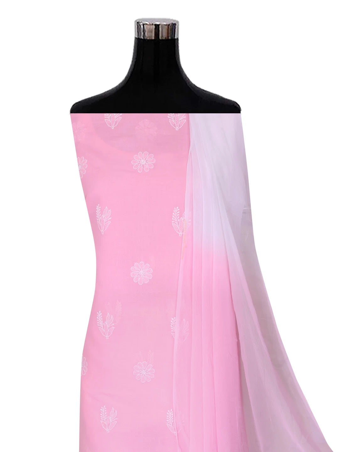 Ada Hand Embroidered Light Pink Cotton Lucknowi Chikankari Unstitched Suit Piece 01A393663