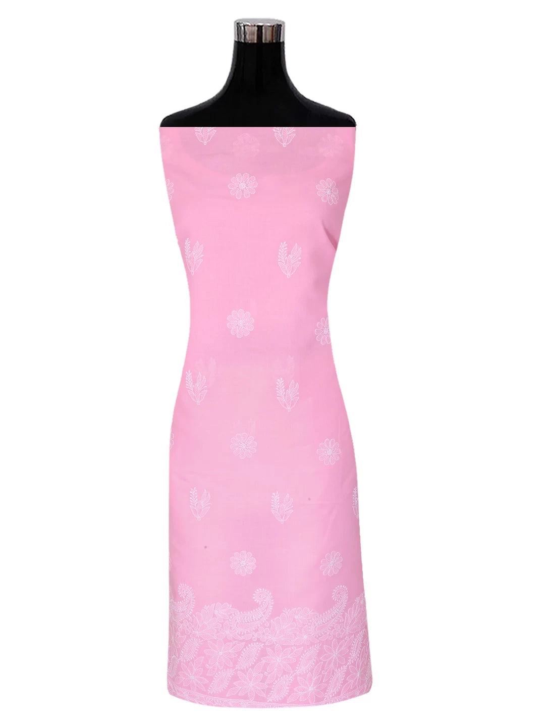 Ada Hand Embroidered Light Pink Cotton Lucknowi Chikankari Unstitched Suit Piece 01A393663