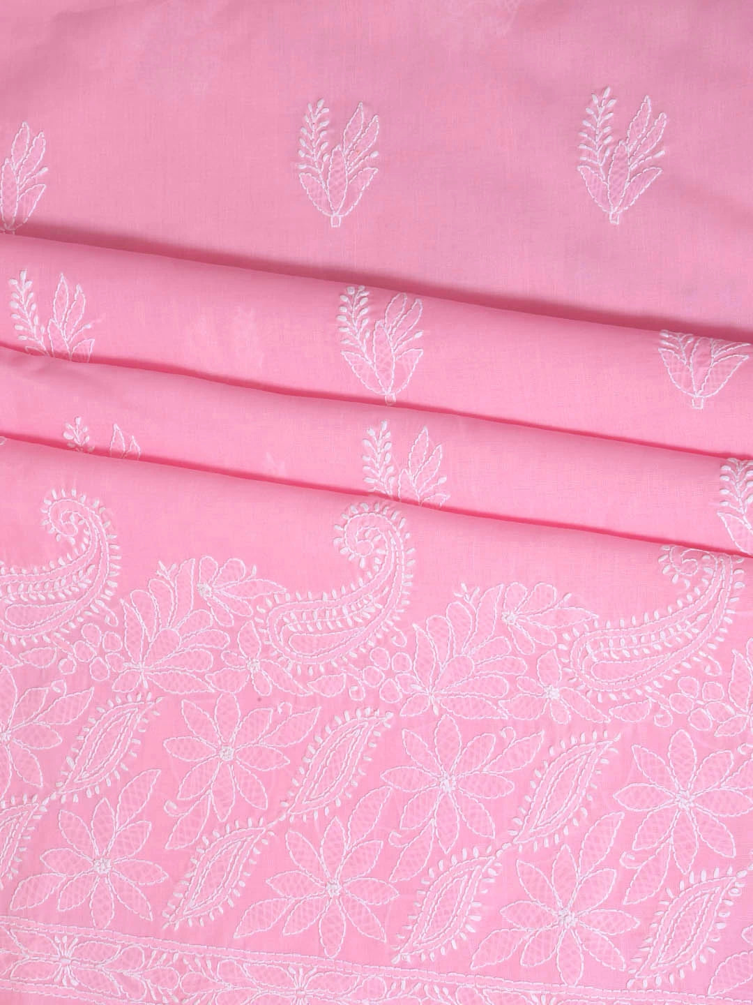 Ada Hand Embroidered Light Pink Cotton Lucknowi Chikankari Unstitched Suit Piece 01A393663