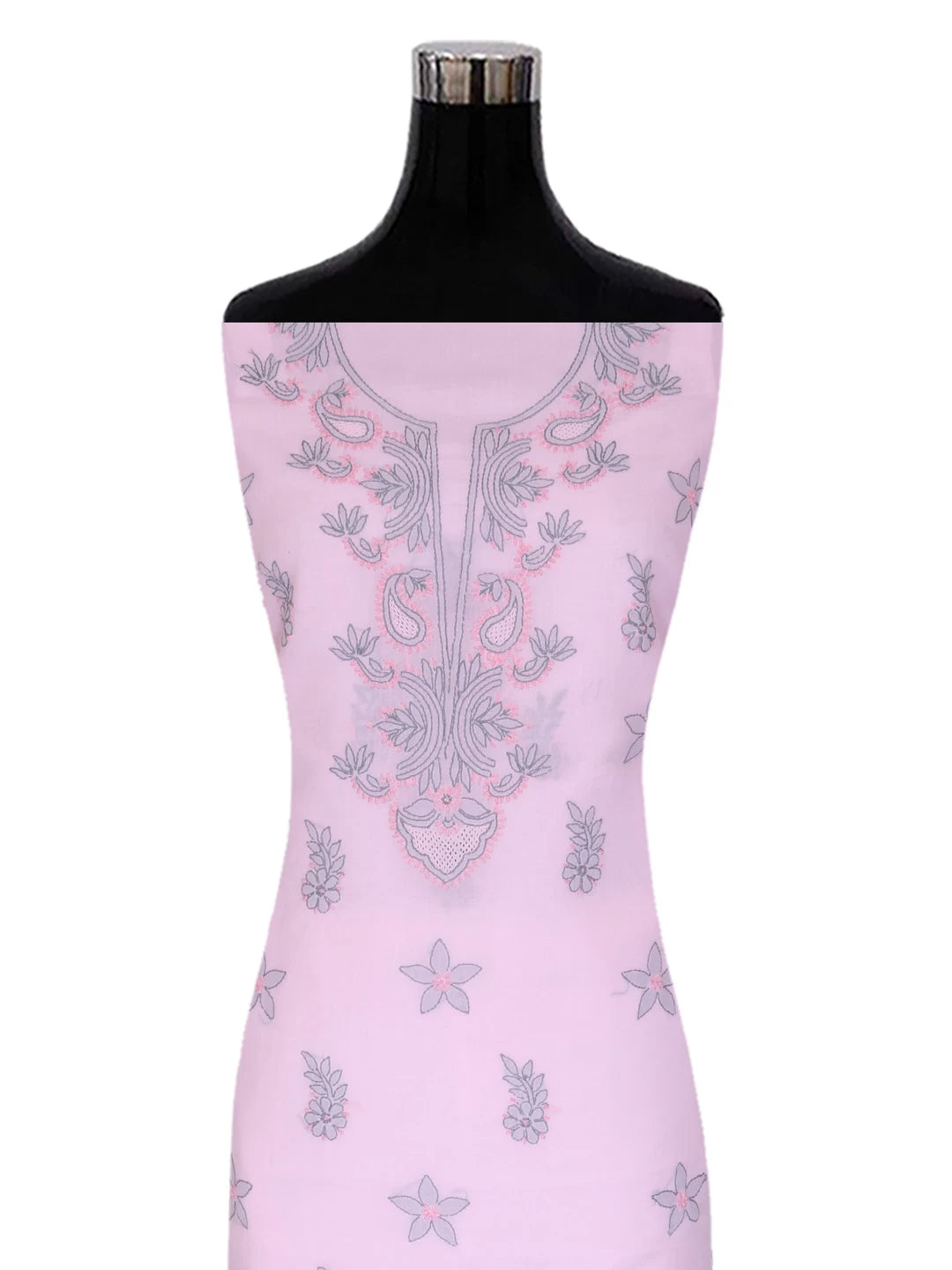 Ada Hand Embroidered Blush Pink Cotton Lucknowi Chikankari Unstitched Suit Piece 01A393605