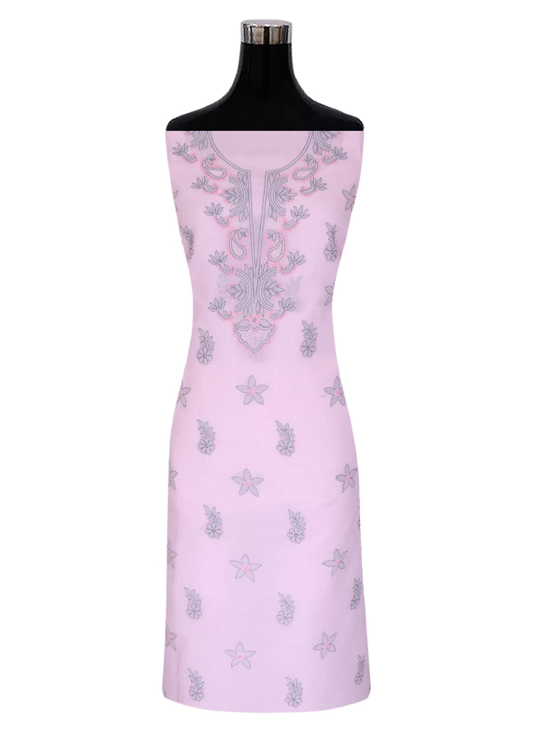 Ada Hand Embroidered Blush Pink Cotton Lucknowi Chikankari Unstitched Suit Piece 01A393605