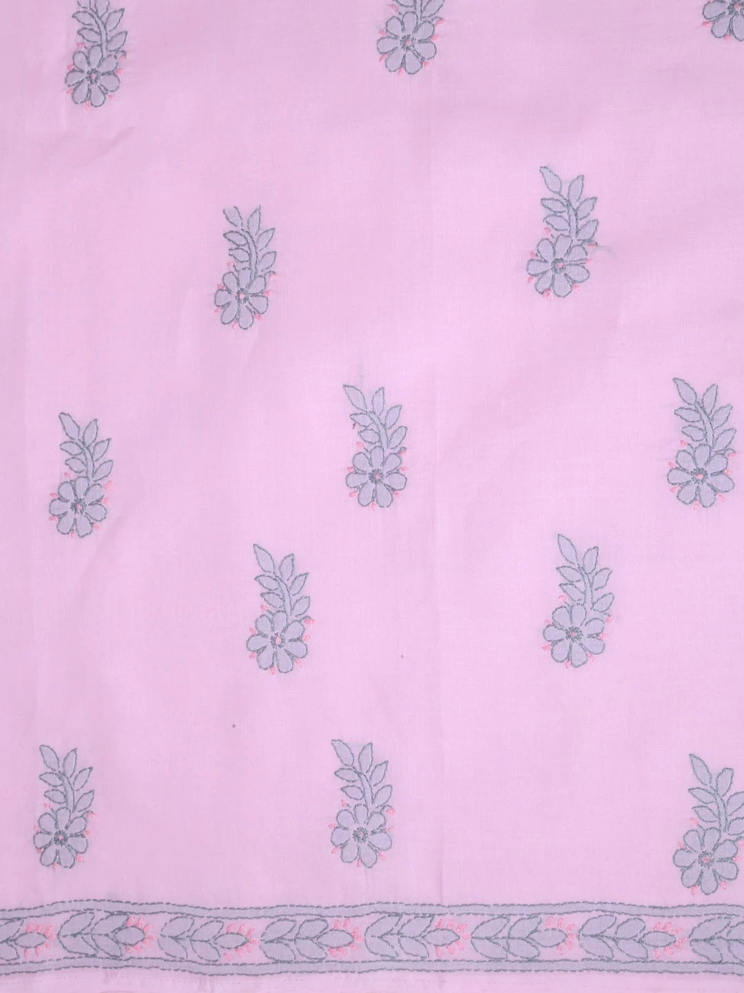 Ada Hand Embroidered Blush Pink Cotton Lucknowi Chikankari Unstitched Suit Piece 01A393605