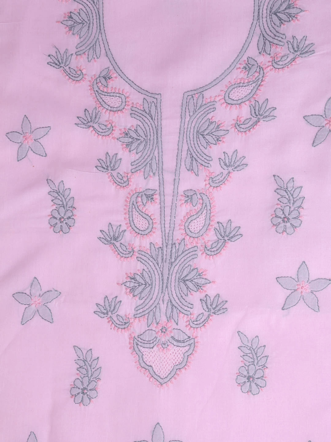 Ada Hand Embroidered Blush Pink Cotton Lucknowi Chikankari Unstitched Suit Piece 01A393605