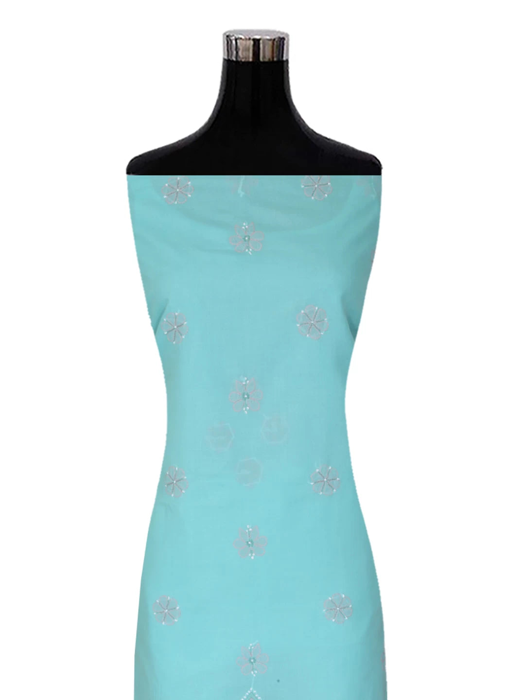 Ada Hand Embroidered Sea Green Cotton Lucknowi Chikankari Unstitched Suit Piece 01A393600