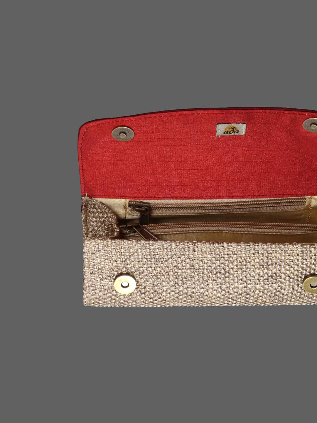 Ada Hand Embroidered Maroon Silk Lucknowi Chikankari Clutch With Zari Work 01A398274