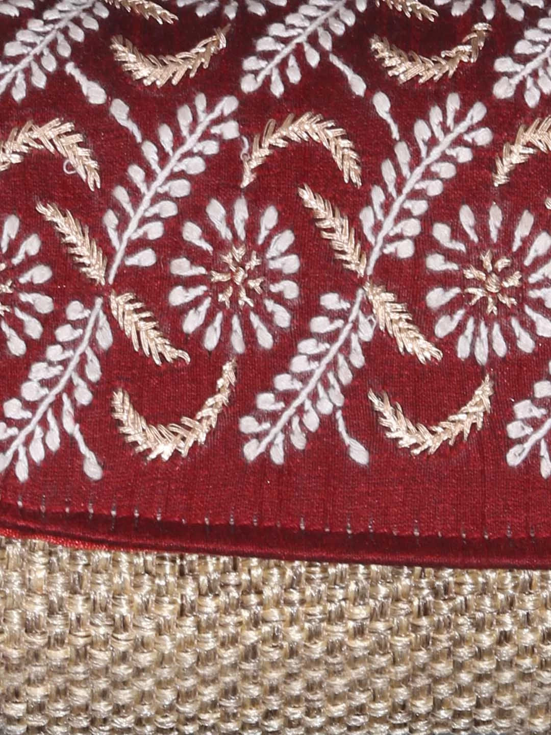 Ada Hand Embroidered Maroon Silk Lucknowi Chikankari Clutch With Zari Work 01A398274