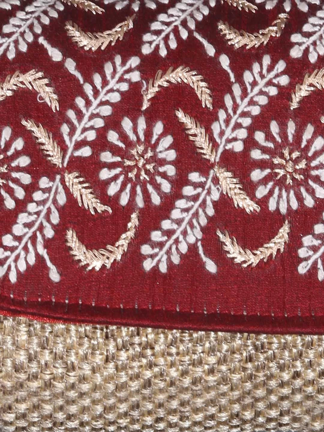 Ada Hand Embroidered Maroon Silk Lucknowi Chikankari Clutch With Zari Work 01A398274