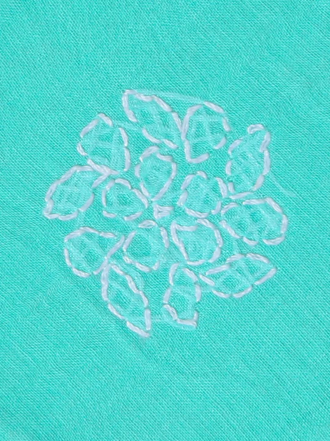 Ada Hand Embroidered Sea Green Cotton Lucknowi Chikankari Table Coaster 01A381011