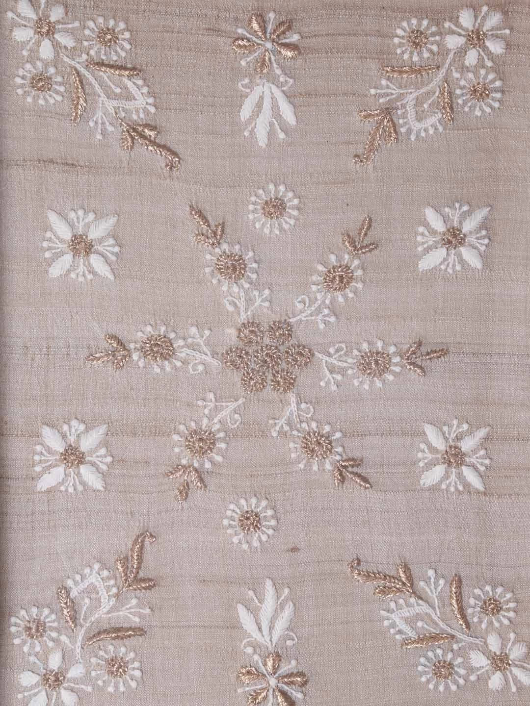 Ada Hand Embroidered Fawn Silk Lucknowi Chikankari Tray With Zari Work 01A393641