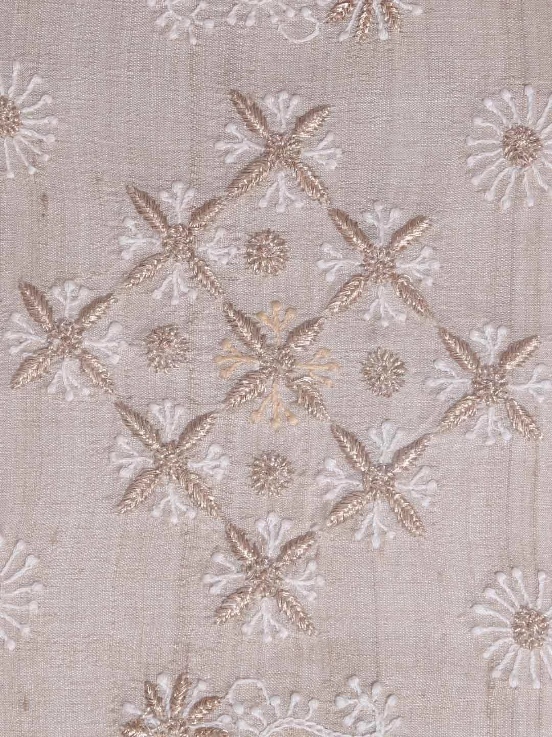 Ada Hand Embroidered Fawn Silk Lucknowi Chikankari Tray With Zari Work 01A393648
