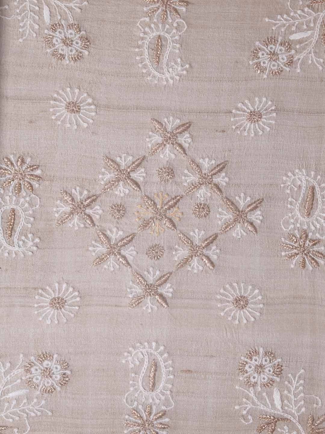 Ada Hand Embroidered Fawn Silk Lucknowi Chikankari Tray With Zari Work 01A393648