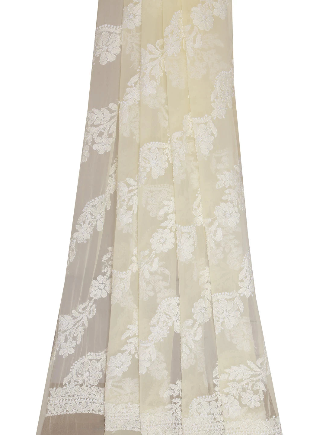 Ada Hand Embroidered Lemon Georgette Lucknowi Chikankari Dupatta 01A400578