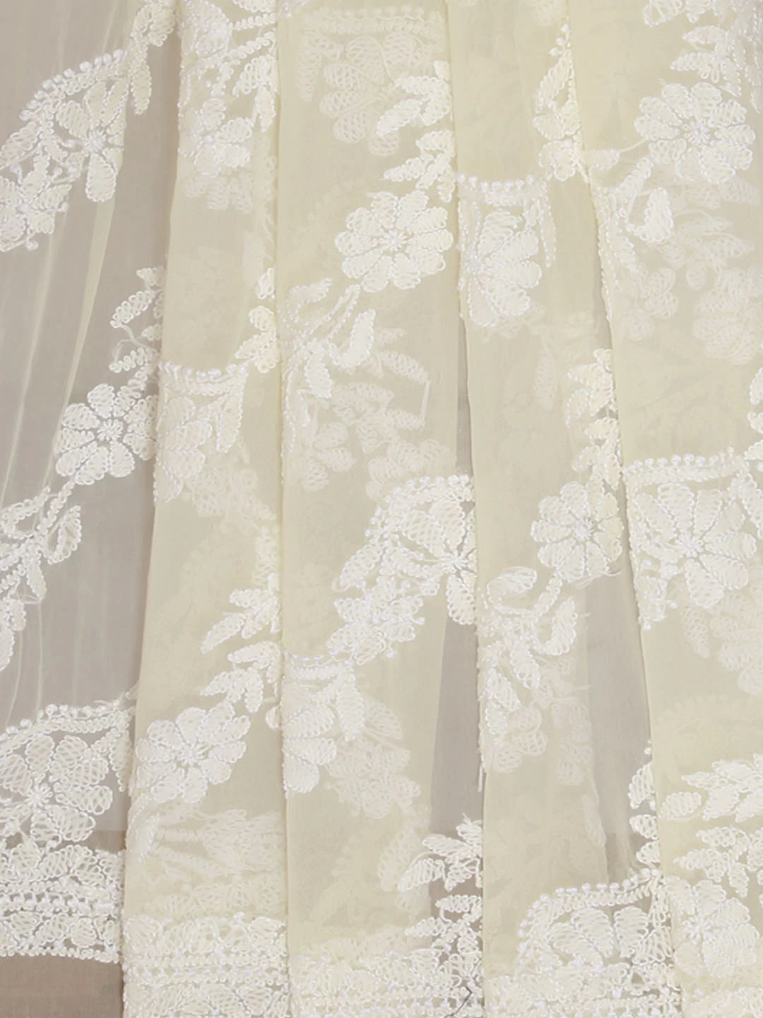 Ada Hand Embroidered Lemon Georgette Lucknowi Chikankari Dupatta 01A400578