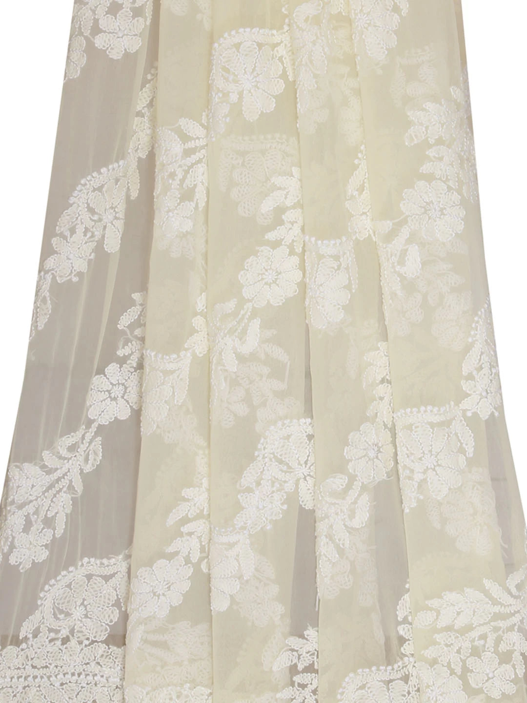 Ada Hand Embroidered Lemon Georgette Lucknowi Chikankari Dupatta 01A400578