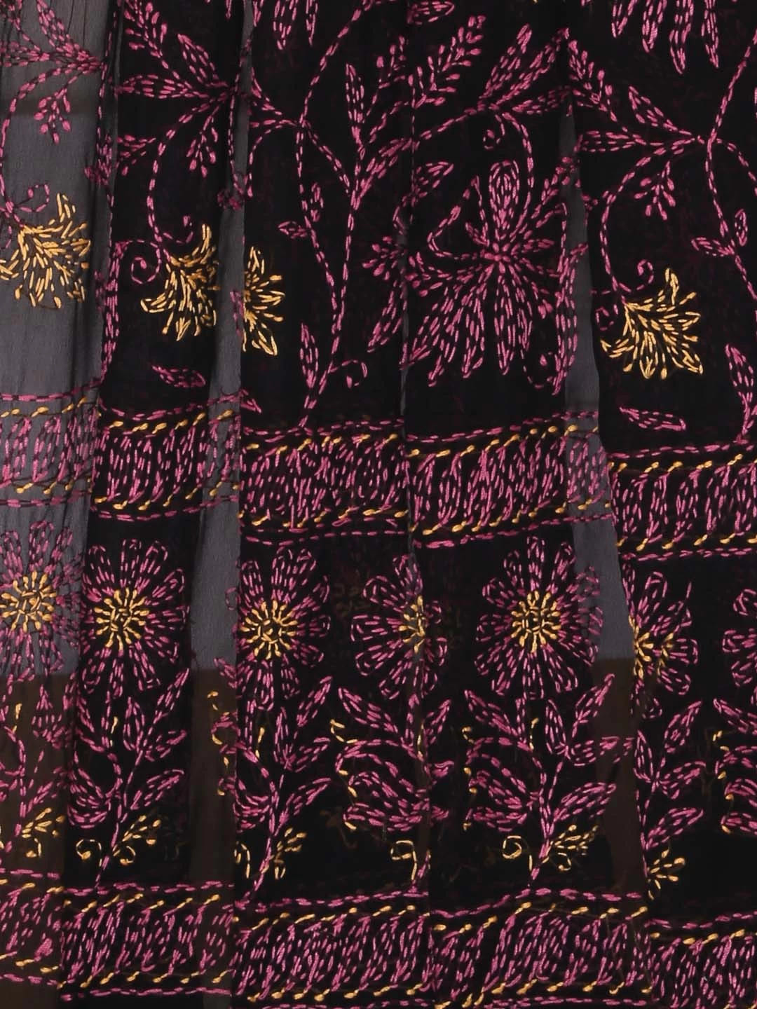 Ada Hand Embroidered Black Georgette Lucknowi Chikankari Dupatta 01A400588