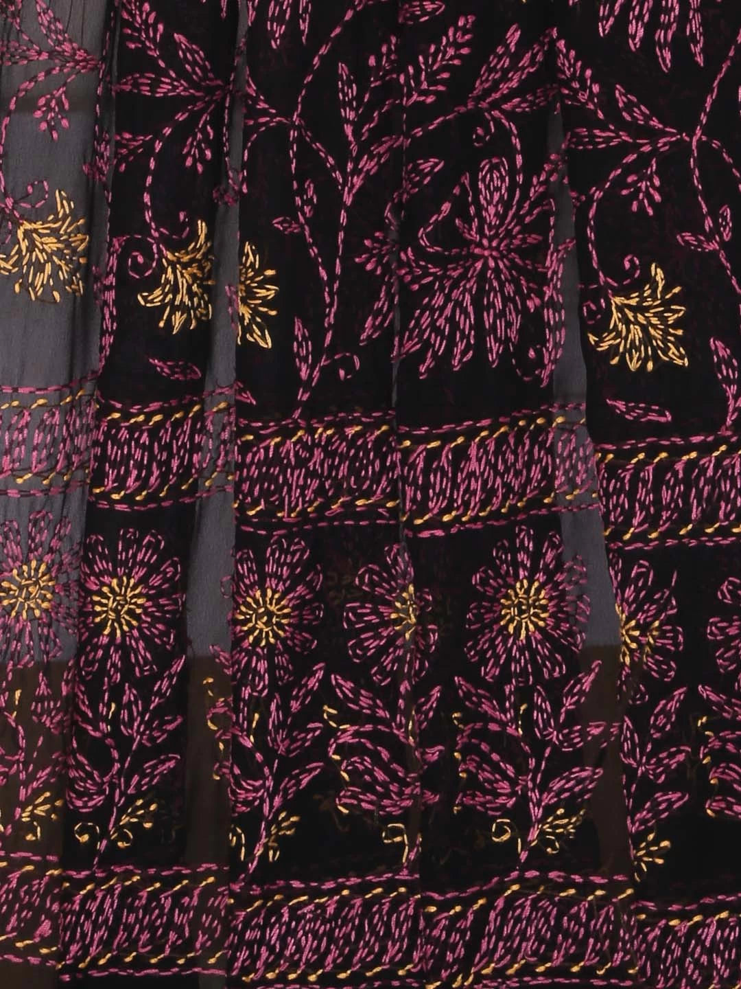 Ada Hand Embroidered Black Georgette Lucknowi Chikankari Dupatta 01A400588