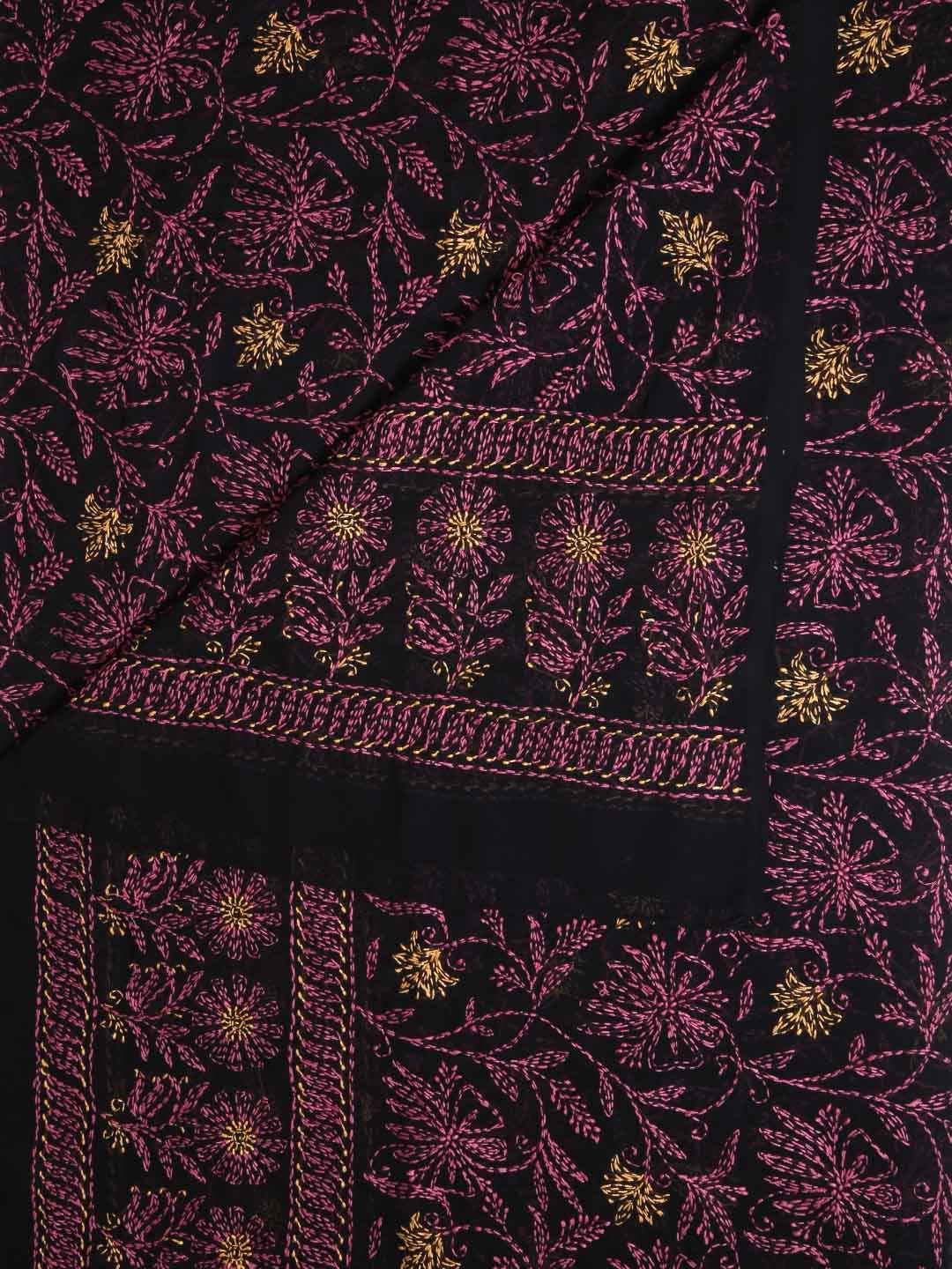 Ada Hand Embroidered Black Georgette Lucknowi Chikankari Dupatta 01A400588