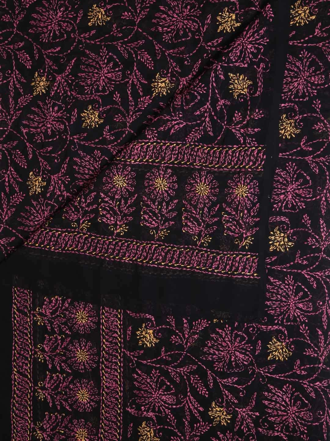 Ada Hand Embroidered Black Georgette Lucknowi Chikankari Dupatta 01A400588