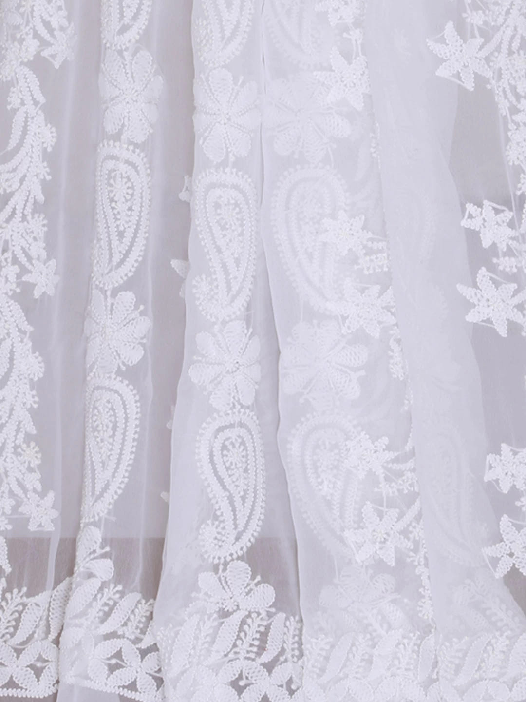 Ada Hand Embroidered White Georgette Lucknowi Chikankari Dupatta 01A400657