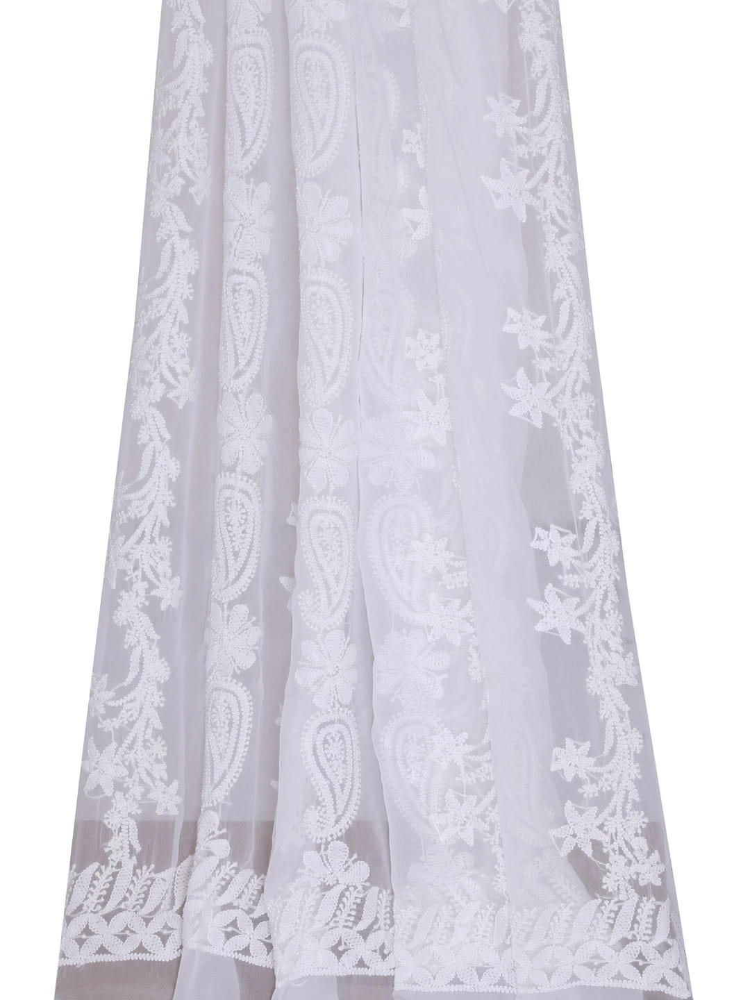 Ada Hand Embroidered White Georgette Lucknowi Chikankari Dupatta 01A400657