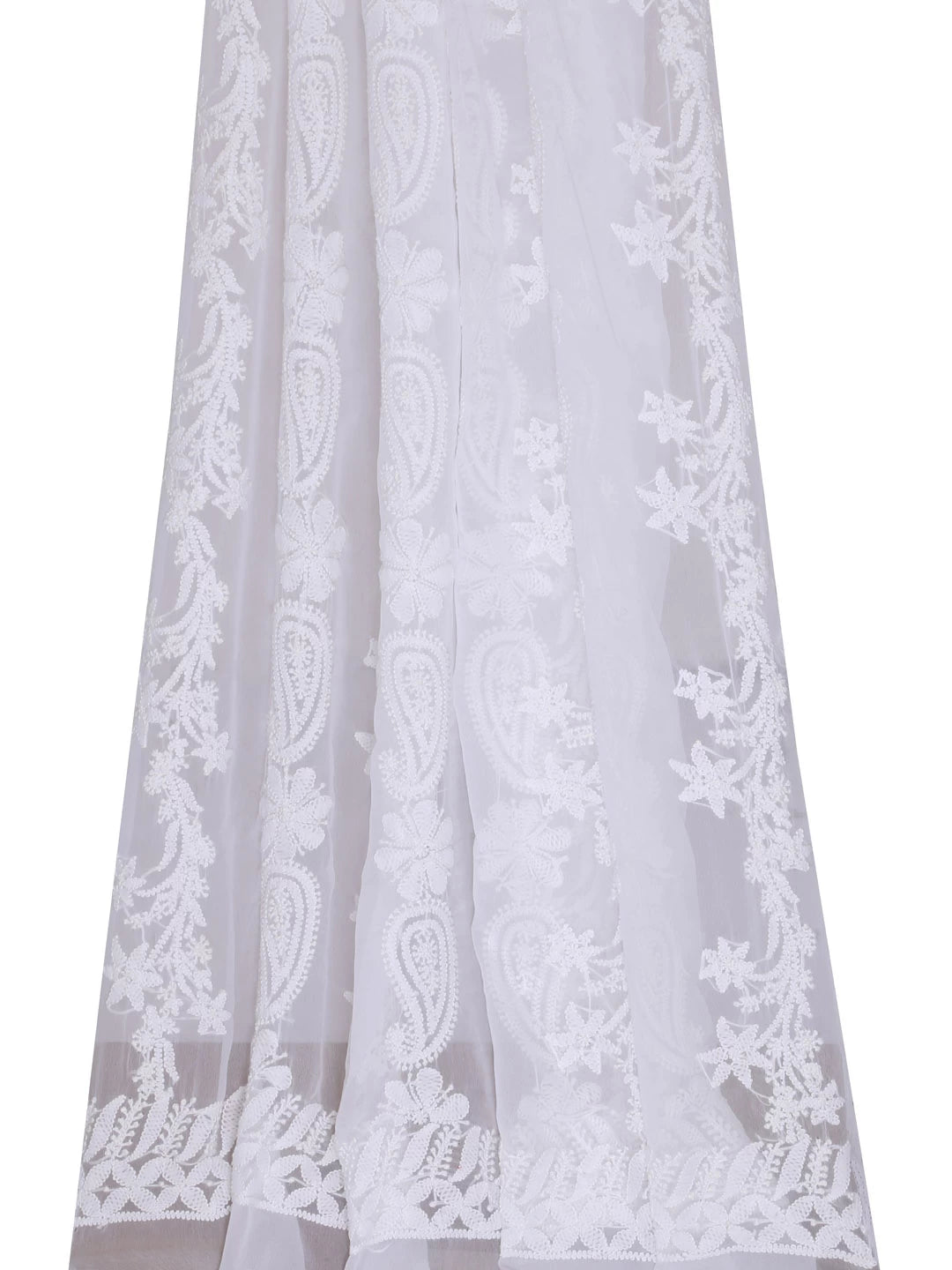 Ada Hand Embroidered White Georgette Lucknowi Chikankari Dupatta 01A400657
