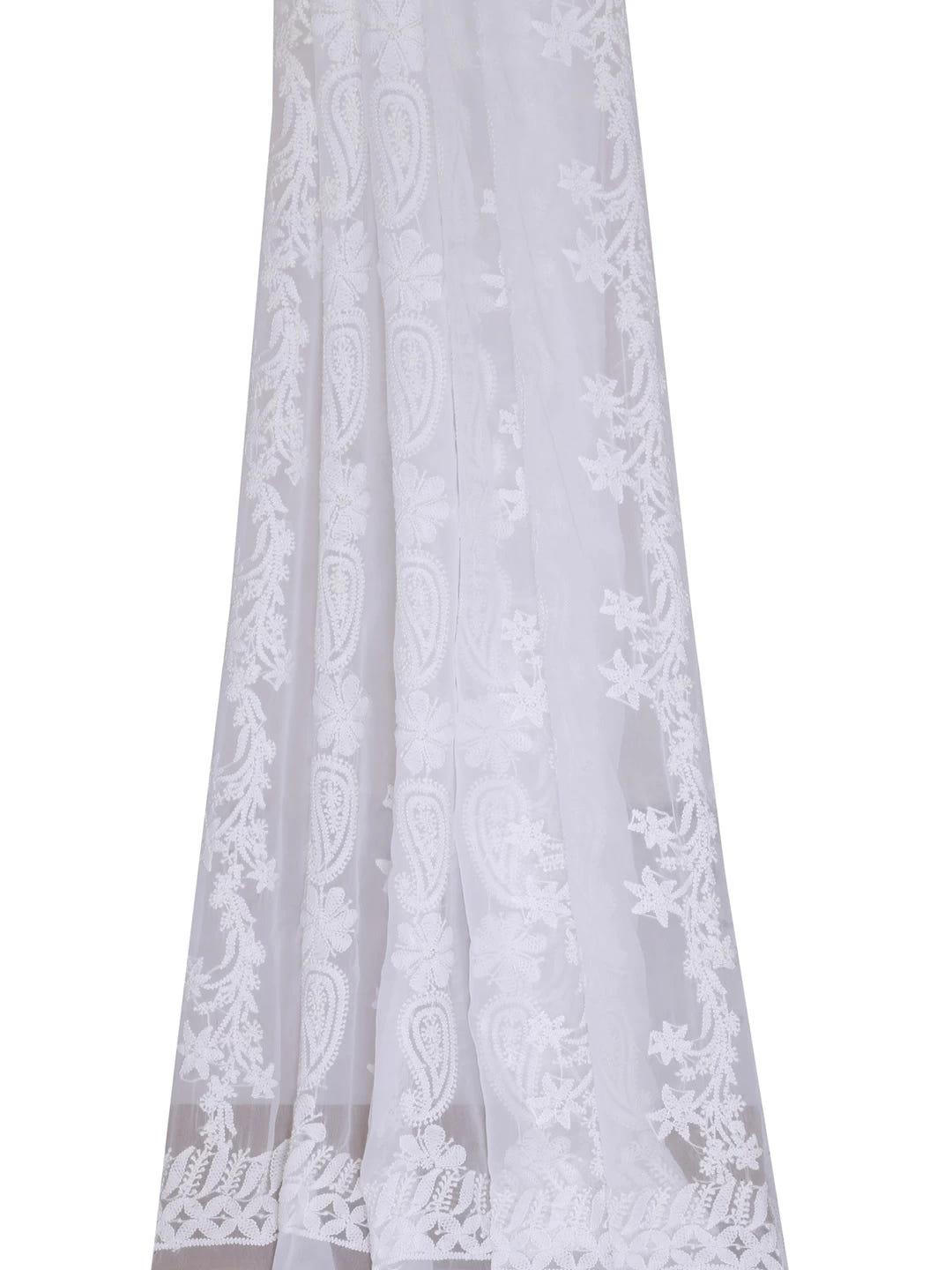 Ada Hand Embroidered White Georgette Lucknowi Chikankari Dupatta 01A400657