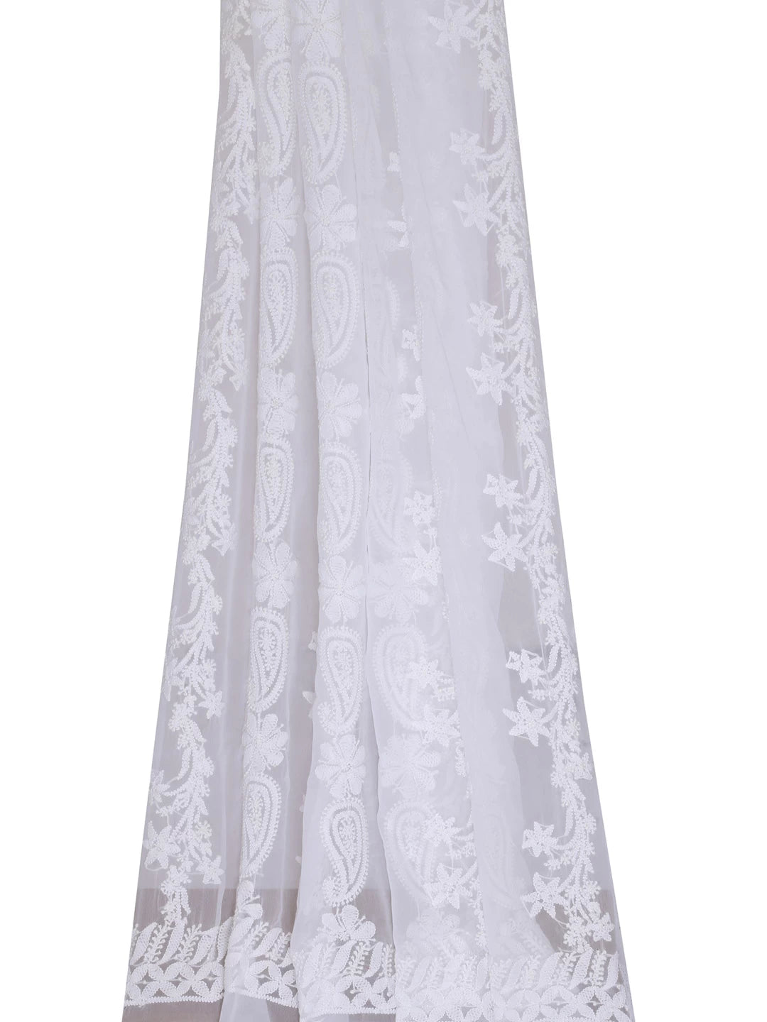 Ada Hand Embroidered White Georgette Lucknowi Chikankari Dupatta 01A400657