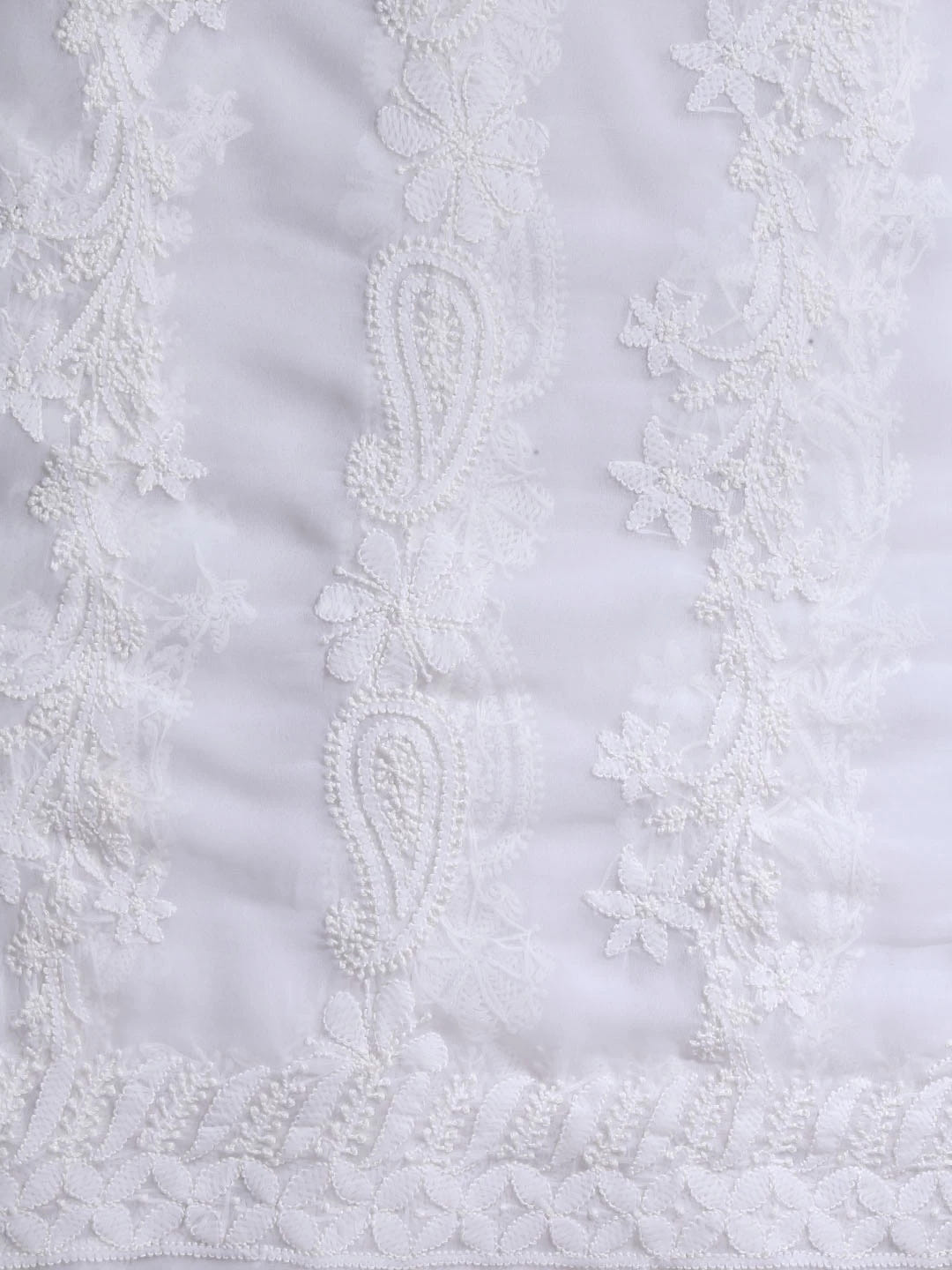 Ada Hand Embroidered White Georgette Lucknowi Chikankari Dupatta 01A400657