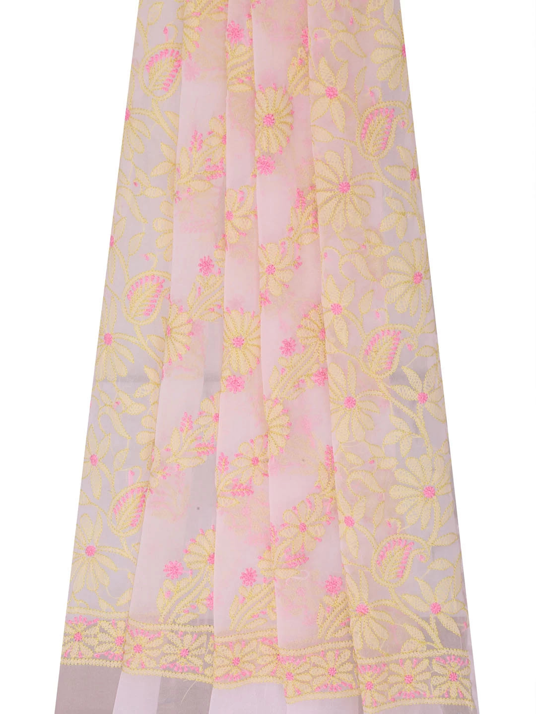 Ada Hand Embroidered Powder Pink Georgette Lucknowi Chikankari Dupatta 01A400651
