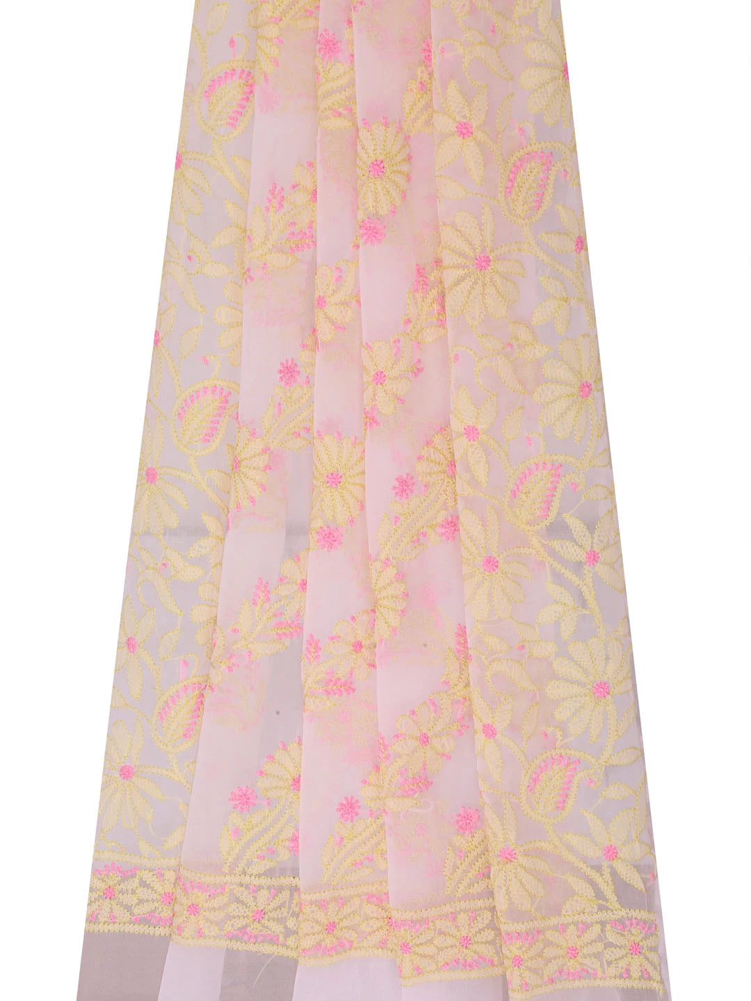 Ada Hand Embroidered Powder Pink Georgette Lucknowi Chikankari Dupatta 01A400651