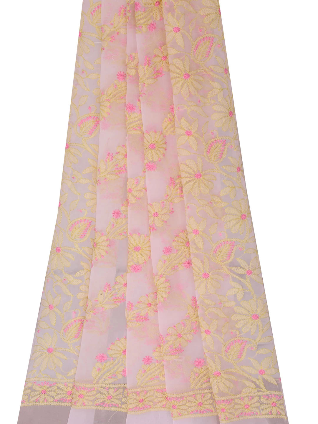 Ada Hand Embroidered Powder Pink Georgette Lucknowi Chikankari Dupatta 01A400651