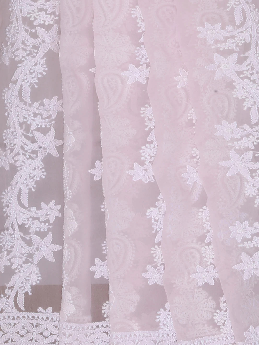 Ada Hand Embroidered Blush Pink Georgette Lucknowi Chikankari Dupatta 01A400645