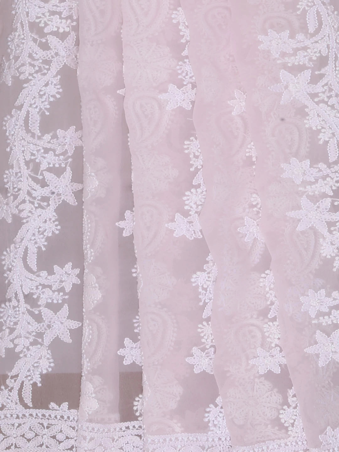 Ada Hand Embroidered Blush Pink Georgette Lucknowi Chikankari Dupatta 01A400645
