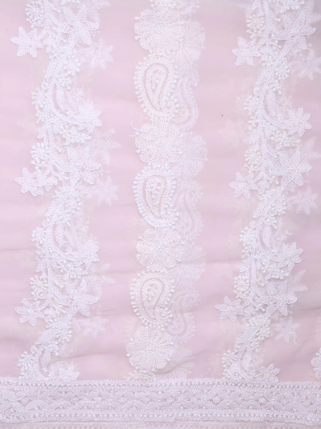 Ada Hand Embroidered Blush Pink Georgette Lucknowi Chikankari Dupatta 01A400645
