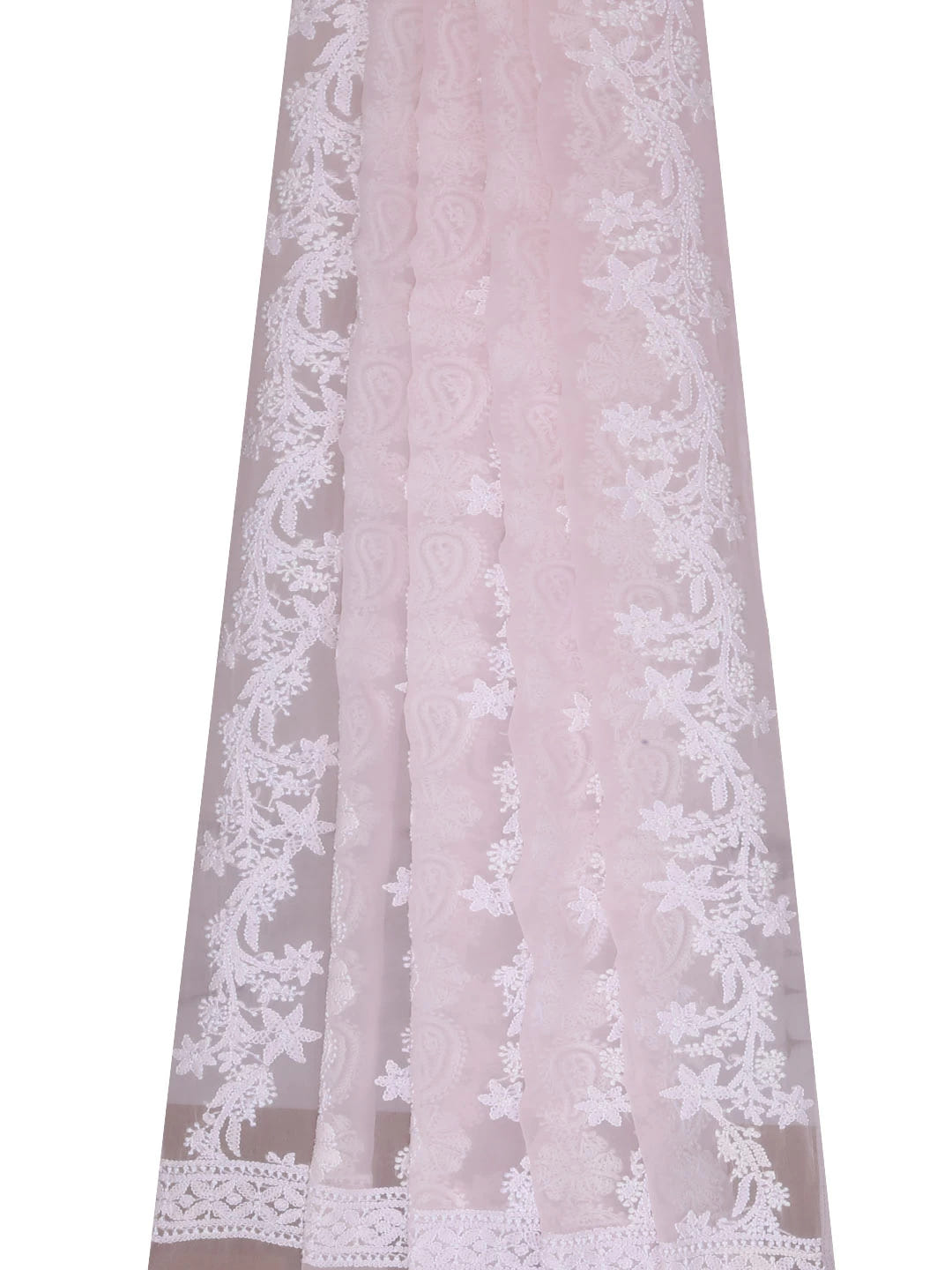 Ada Hand Embroidered Blush Pink Georgette Lucknowi Chikankari Dupatta 01A400645