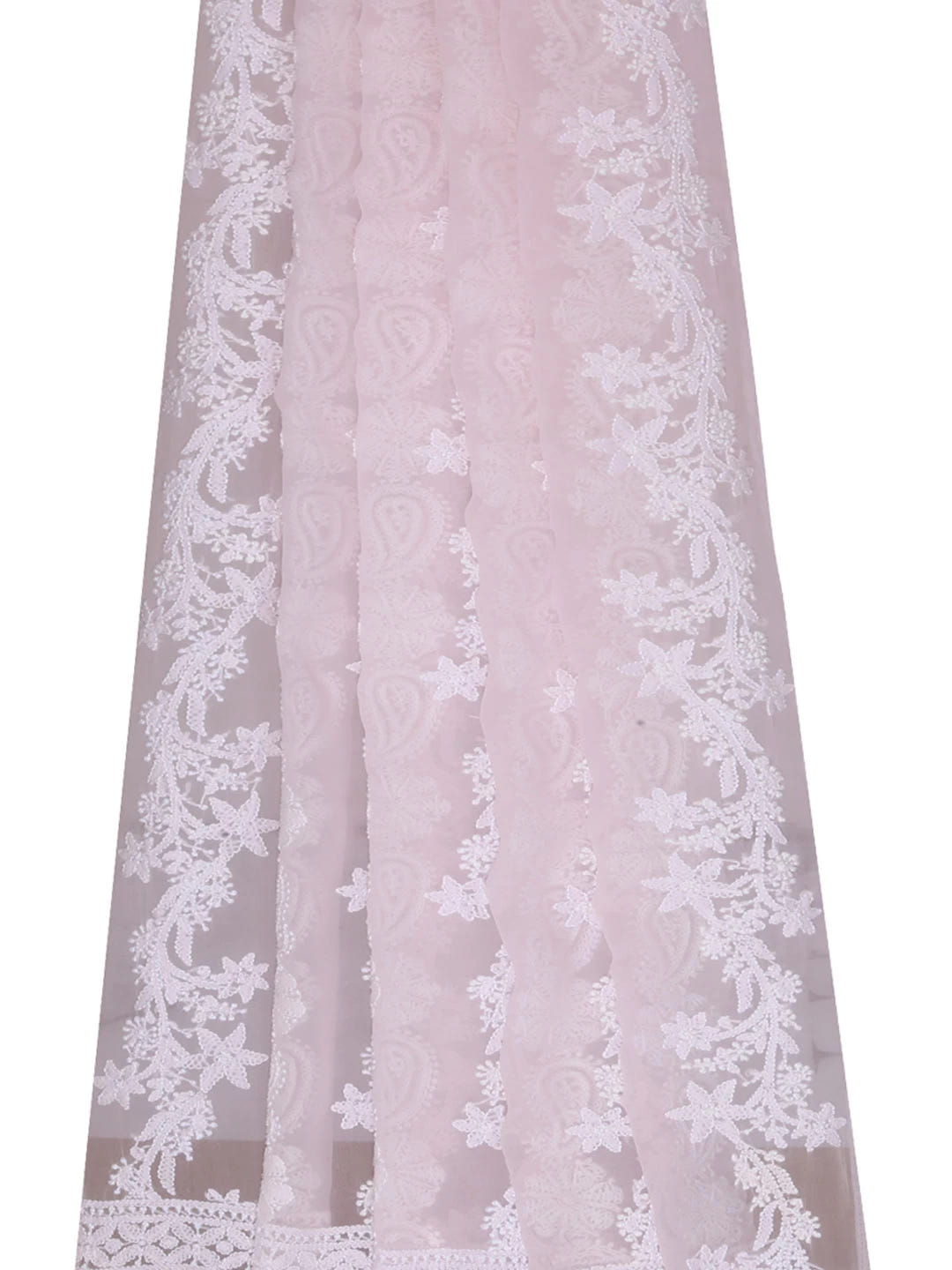 Ada Hand Embroidered Blush Pink Georgette Lucknowi Chikankari Dupatta 01A400645