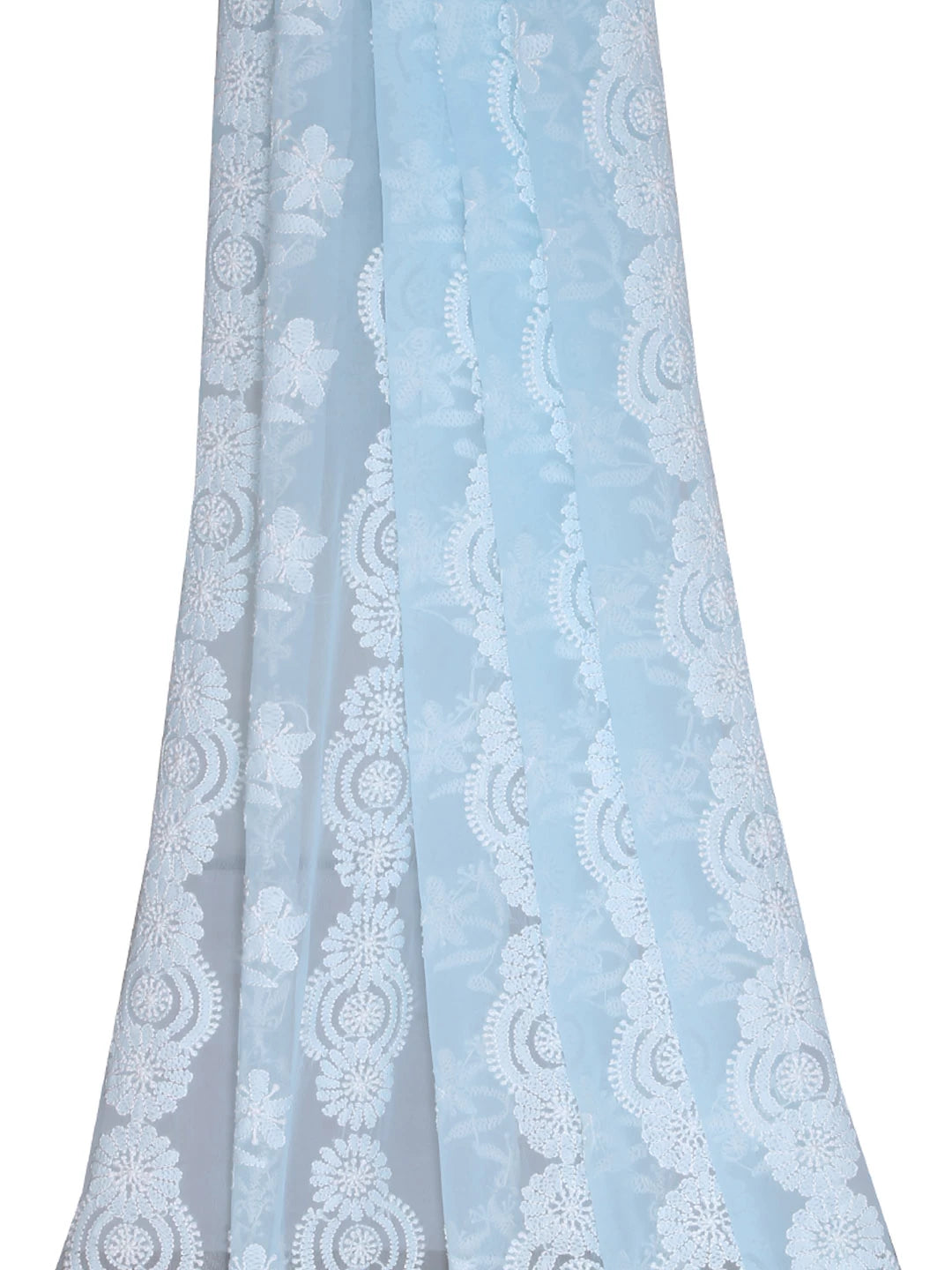 Ada Hand Embroidered Powder Blue Georgette Lucknowi Chikankari Dupatta 01A400640
