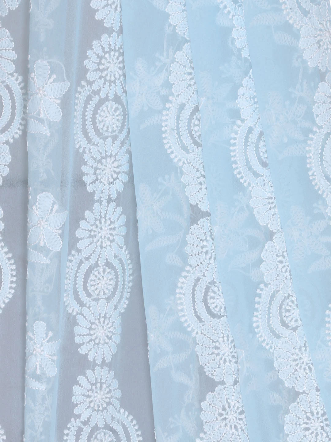 Ada Hand Embroidered Powder Blue Georgette Lucknowi Chikankari Dupatta 01A400640