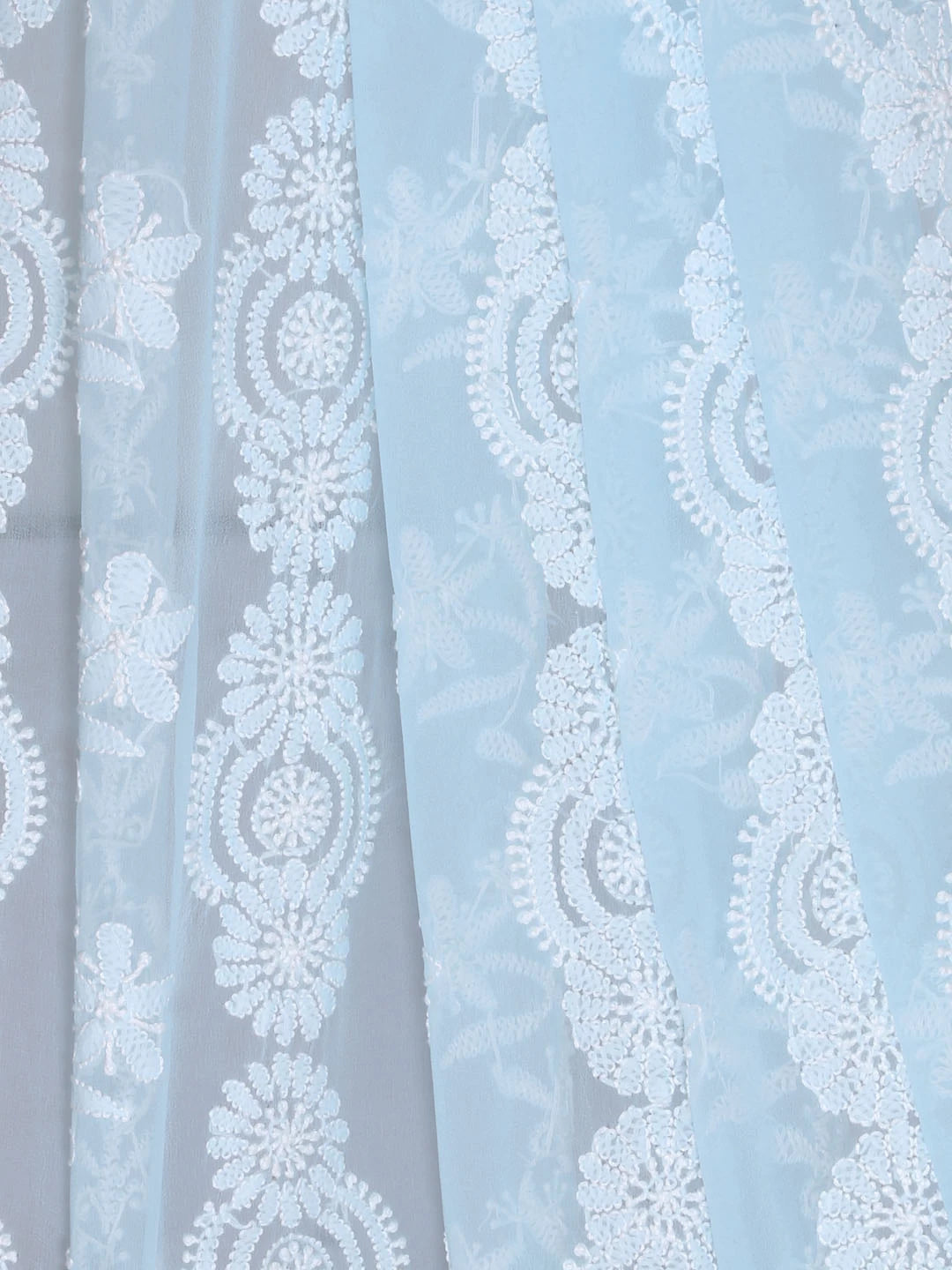 Ada Hand Embroidered Powder Blue Georgette Lucknowi Chikankari Dupatta 01A400640