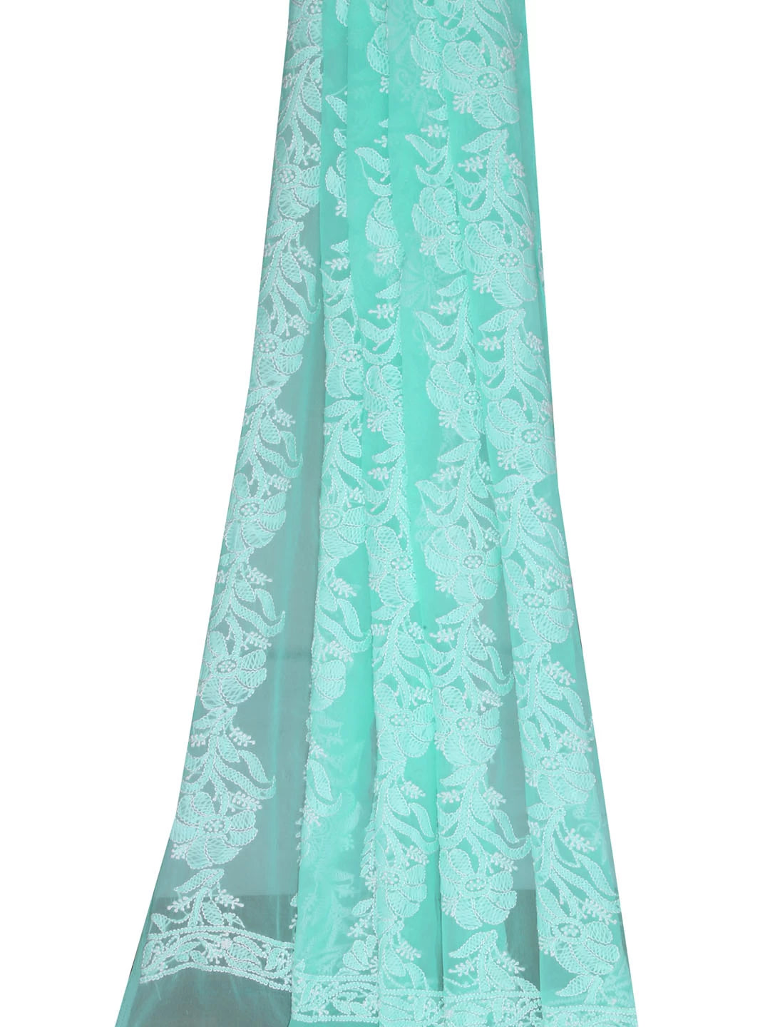 Ada Hand Embroidered Sea Green Georgette Lucknowi Chikankari Dupatta 01A400594