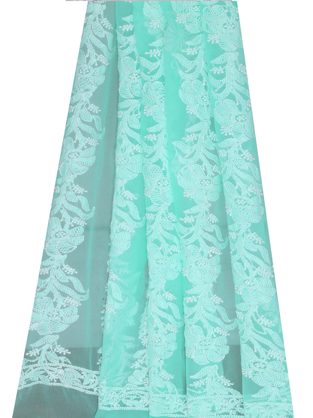 Ada Hand Embroidered Sea Green Georgette Lucknowi Chikankari Dupatta 01A400594