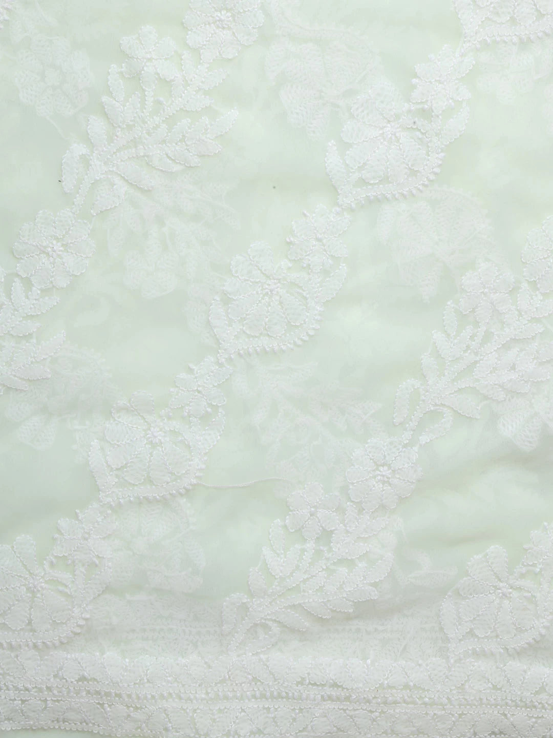 Ada Hand Embroidered Lime Green Georgette Lucknowi Chikankari Dupatta 01A400569