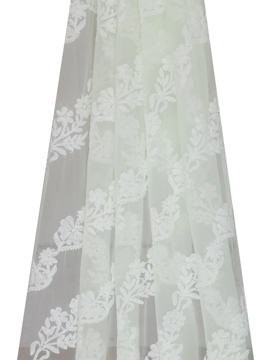 Ada Hand Embroidered Lime Green Georgette Lucknowi Chikankari Dupatta 01A400569