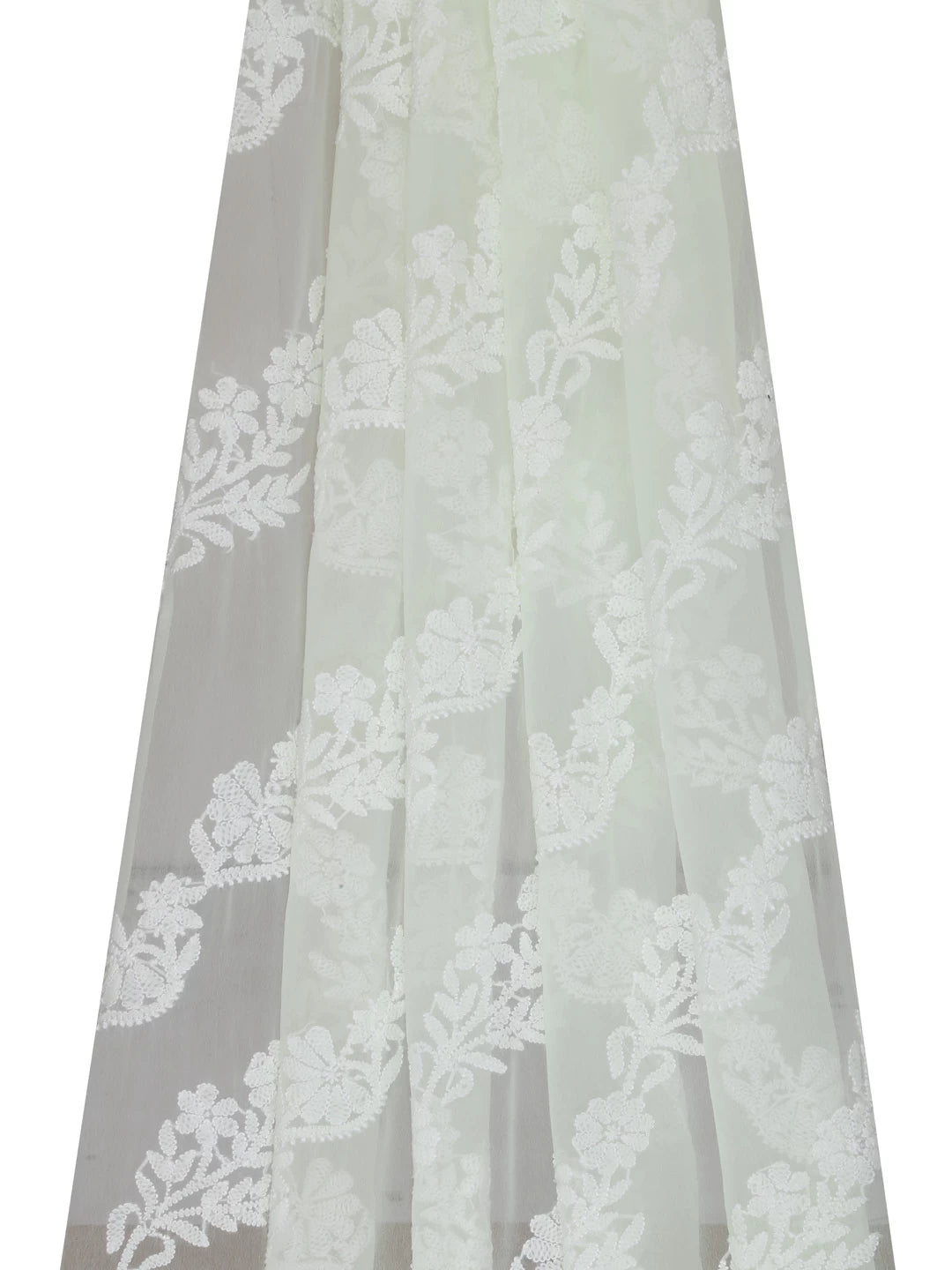 Ada Hand Embroidered Lime Green Georgette Lucknowi Chikankari Dupatta 01A400569
