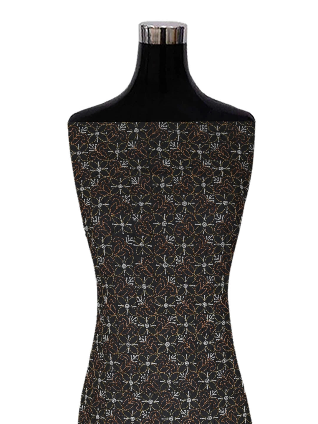 Ada Hand Embroidered Midnight Black Silk Lucknowi Chikankari Unstitched Kurta Piece 01A317632