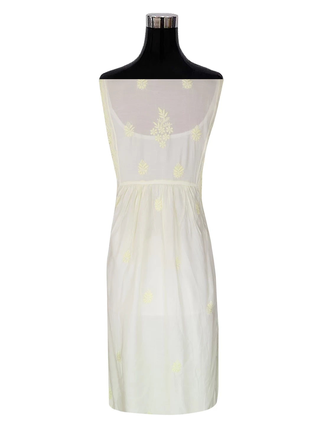 Ada Hand Embroidered Lemon Muslin Lucknowi Chikankari Semi-Stitched Kurta Piece 01A185320